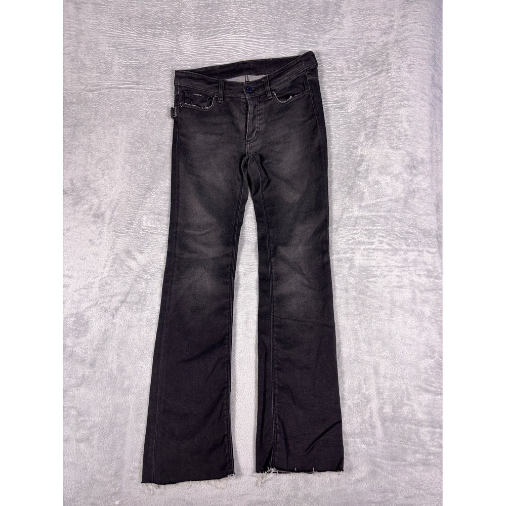Zadig & Voltaire London Flare Bootcut Jeans Women 24 29x30 Black Washed Raw Hem